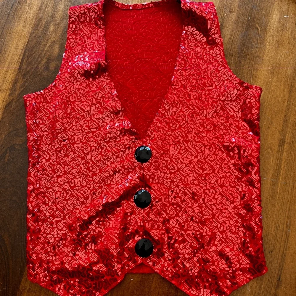 Jazzamatazz Red Sequin Vest - Picture 2 of 7